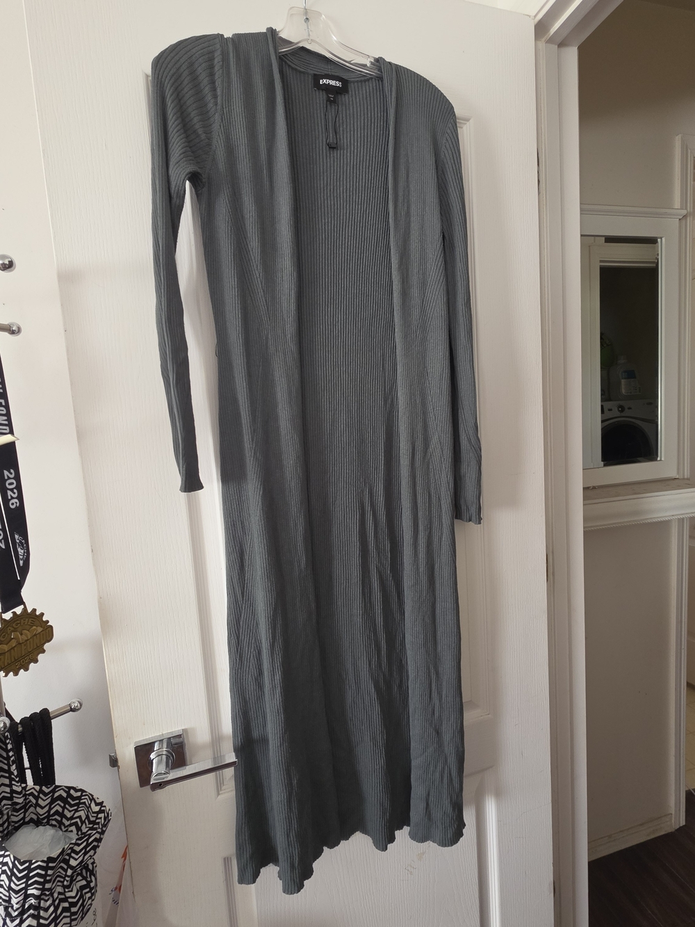 Express Ribbed Maxi Dress in Gray XS